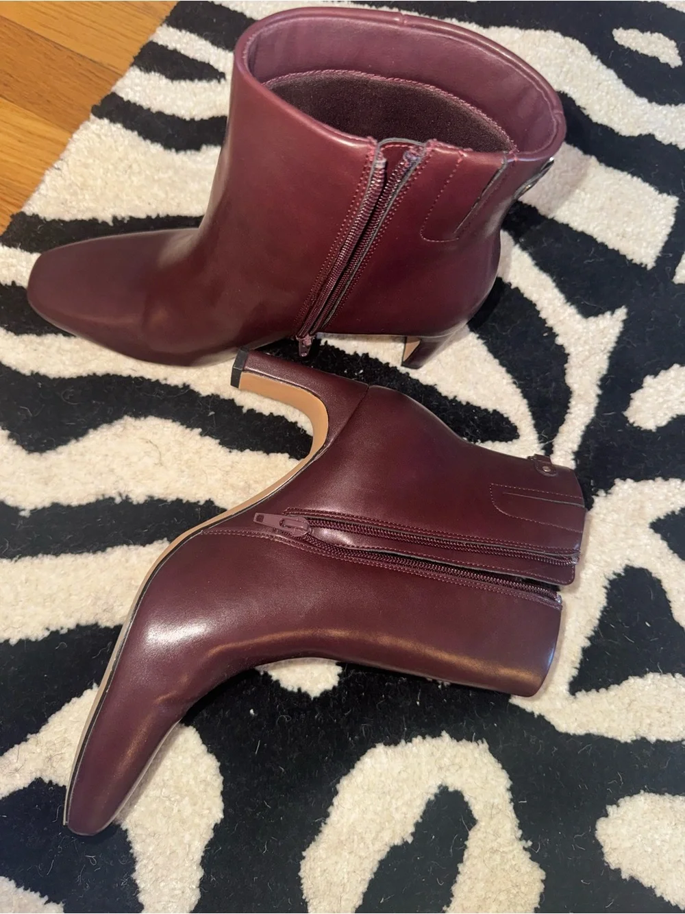 Amazon Women's Burgundy Leather Square-Toe Ankle Boots